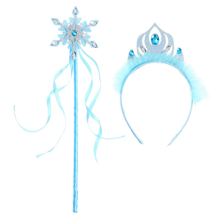 Карнавальный набор «Зимняя принцесса», 2 предмета: ободок, жезл карнавальный набор принцесса 2 предмета юбка ободок