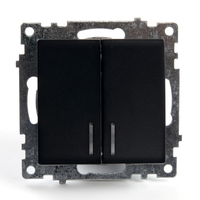 Выключатель 2-клавишный c индикатором (механизм) 250В, 10А, серия Катрин, GLS10-7102-05, чер 1022736