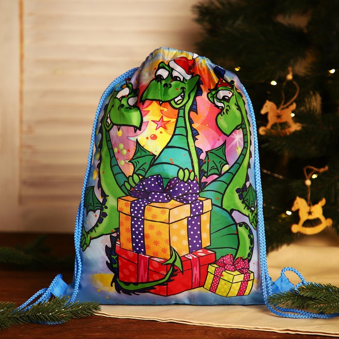 Мешок новогодний на шнурке, цвет голубой/разноцветный мешок рюкзак новогодний на шнурке цвет синий разноцветный