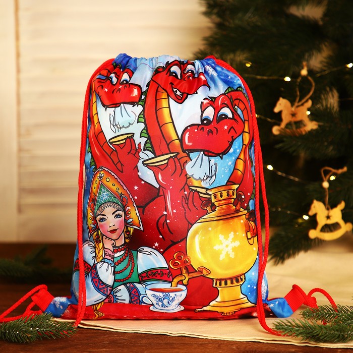Мешок новогодний на шнурке, цвет красный/разноцветный мешок рюкзак новогодний на шнурке цвет синий разноцветный