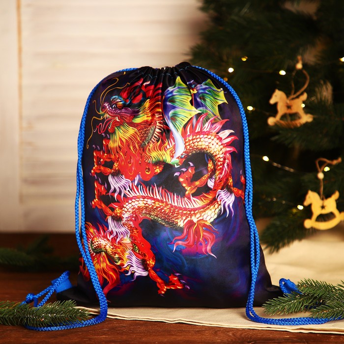 Мешок новогодний на шнурке, цвет синий/разноцветный мешок рюкзак новогодний на шнурке цвет синий разноцветный