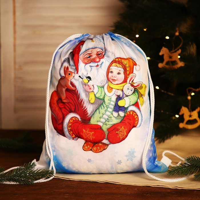 Мешок новогодний на шнурке, цвет белый/разноцветный мешок рюкзак новогодний на шнурке цвет голубой разноцветный