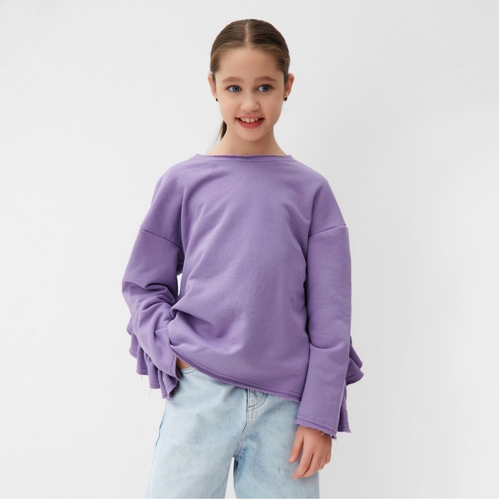 Свитшот для девочки MINAKU: Casual Collection KIDS, цвет сиреневый, рост 122 см
