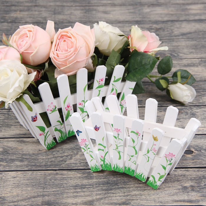 Набор кашпо 2 шт. "Заборчик" трапеция