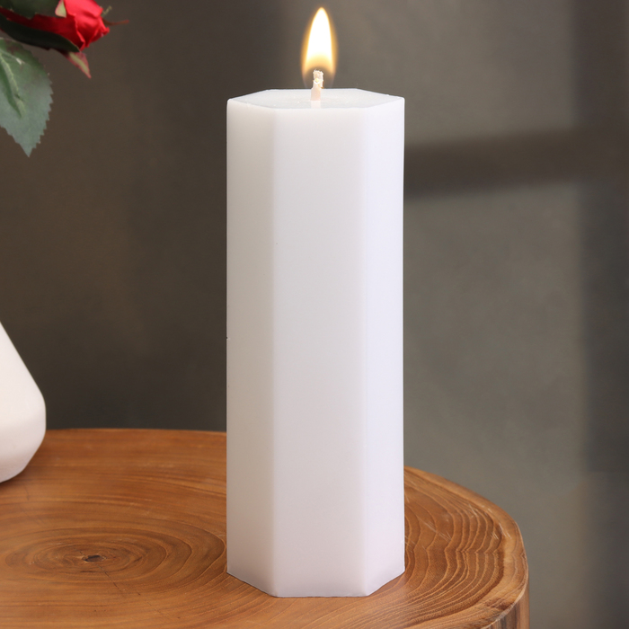 Свеча-призма гладкая, 5,5х15 см, белая свеча призма 6х12 см белый