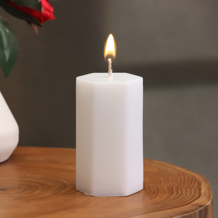 Свеча-призма гладкая, 4, 5х7,5 см, белая свеча призма 6х12 см лососевый