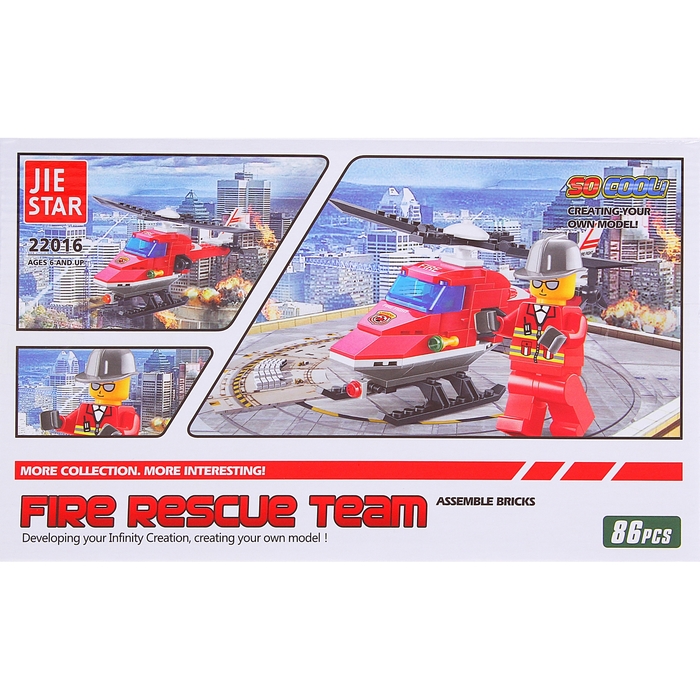 Конструктор «Пожарный вертолёт», 86 деталей