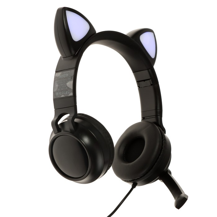 Наушники Qumo Game Cat Black, игровые, микрофон, USB+3.5 мм, 2м, чёрные цена и фото