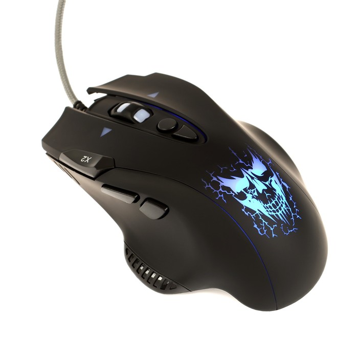 цена Мышь Qumo Devastator M12, игровая, проводная, 8 кнопок, подсветка, 3200 dpi, USB, чёрная