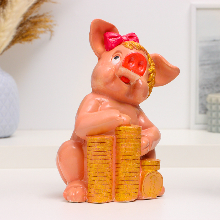 фото Копилка "свинья с деньгами" 25х16х10см хорошие сувениры