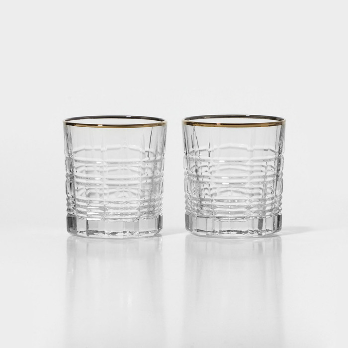 Набор низких стаканов стеклянных «Даллас Голд», 300 мл набор стаканов низких dallas 300 мл 4 шт цвет лилак