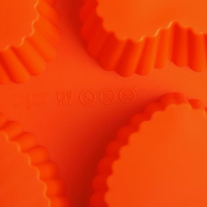 Форма для выпечки, 6 ячеек, 24х18х4 см "Сердце. Риб", цвета МИКС