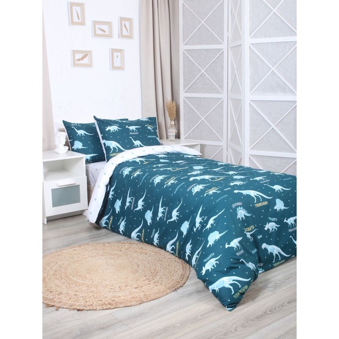 

Постельное бельё 1.5 сп Dinosaur, размер 150х215 см, 145х210 см, 50х70 см