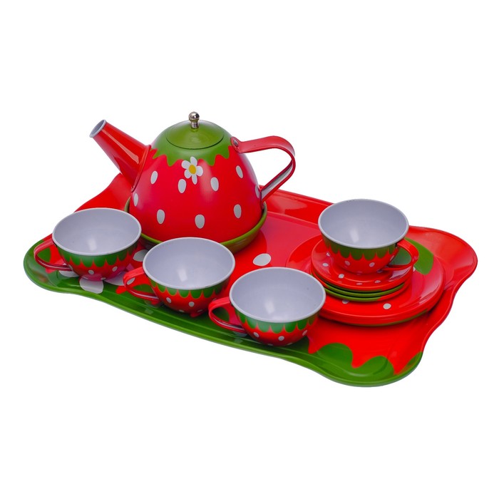 Набор металлической посудки "Клубничка", 14 предметов