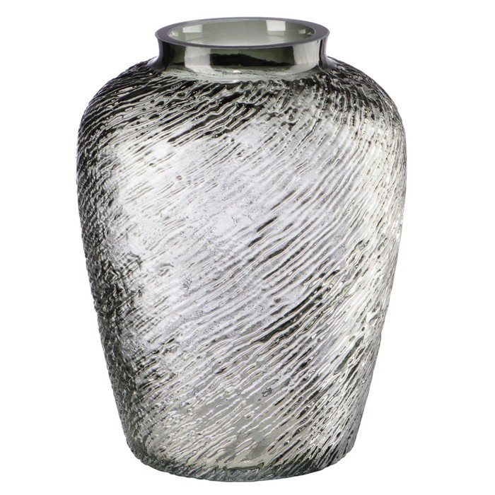 Декоративная ваза из дымчатого стекла, 16,5×16,5×22 см, цвет серый