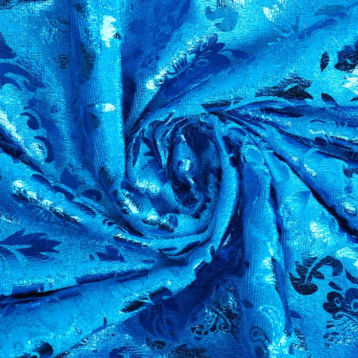 

Лоскут, плюш с блестящим узором, голубой, 100 × 150 см, 100% п/э