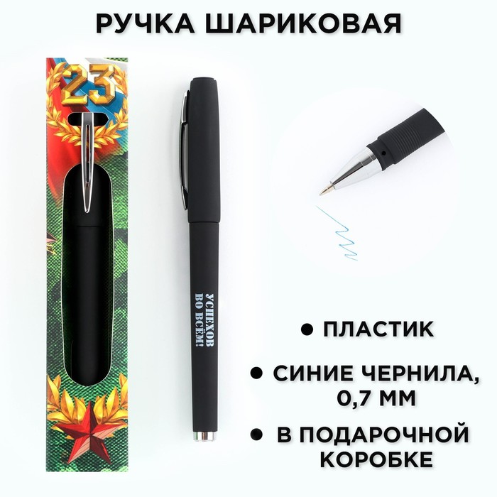 Ручка шариковая пластик, синяя паста «С днём защитника отечества!» ручка подарочная в чехле с днём защитника отечества металл