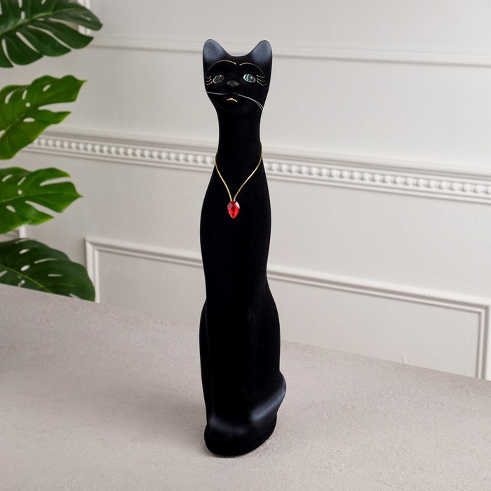 

Копилка "Кот", флок, чёрная, керамика, 40 см, микс