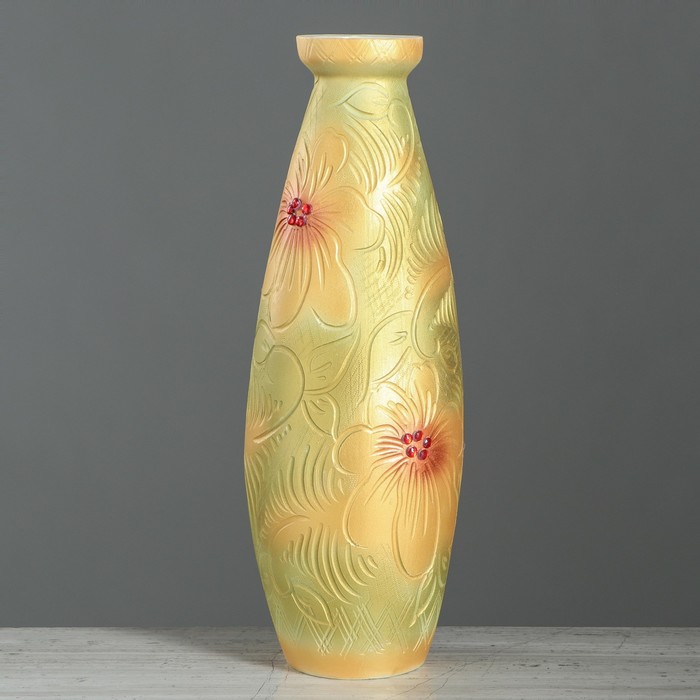 Ваза напольная "Юность" шелкография, стразы, зелёная, микс