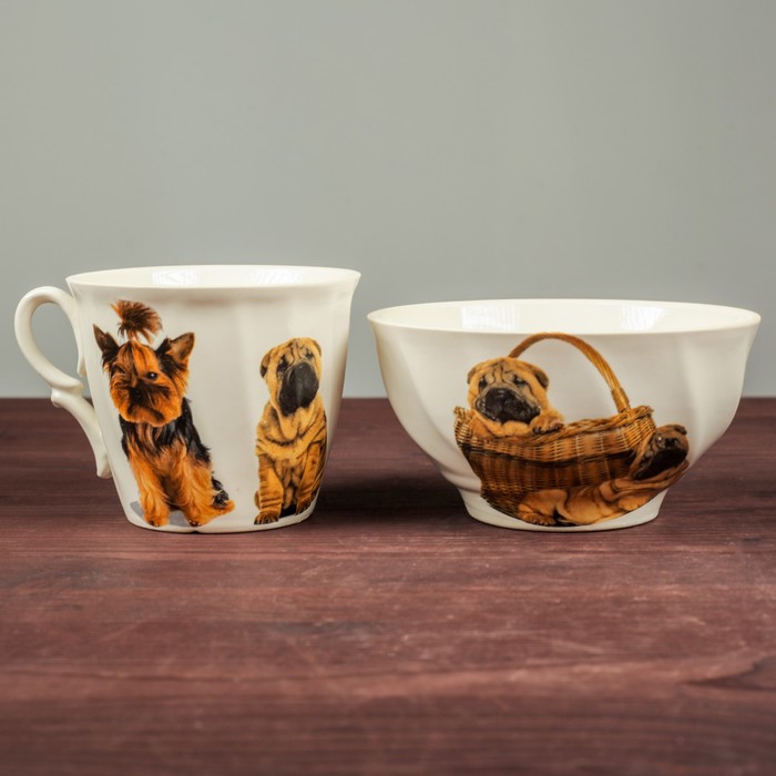 Столовый набор "Собачка", кружка 0,4 л и салатник 0,6 л