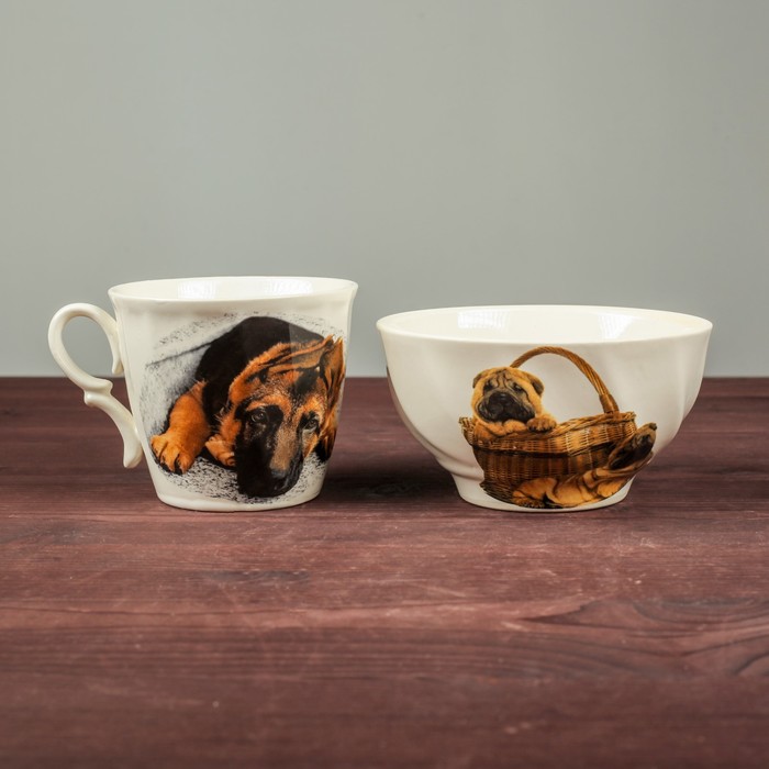 Столовый набор "Собачка", кружка 0,4 л и салатник 0,6 л