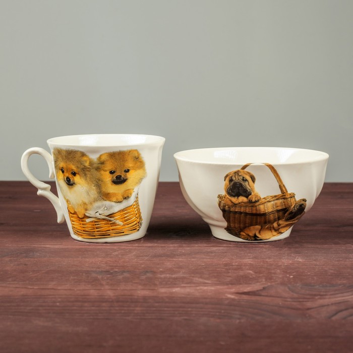 Столовый набор "Собачка", кружка 0,4 л и салатник 0,6 л