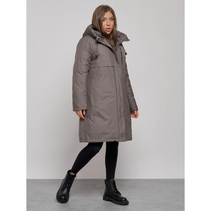 фото Пальто утепленное зимнее женское, размер 42, цвет тёмно-серый mtforce