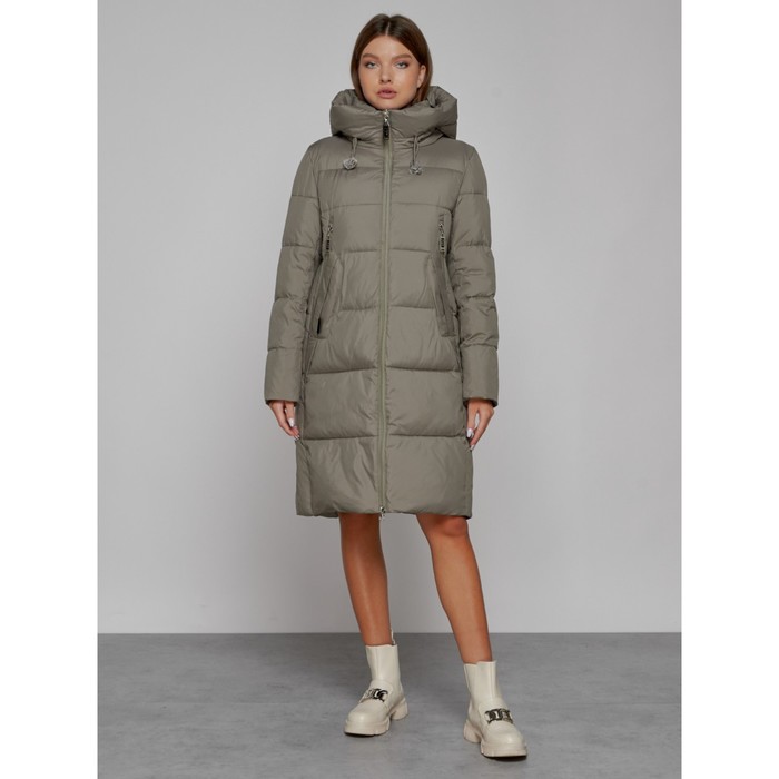 Пальто утепленное зимнее женское, размер 42, цвет хаки пальто утепленное zara хаки