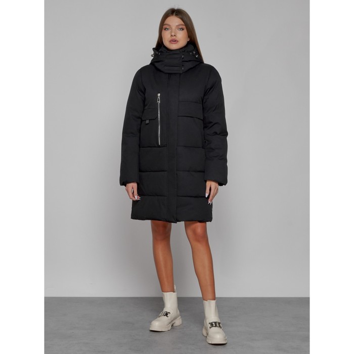 Пальто утепленное зимнее женское, размер 48, цвет чёрный пальто утепленное зимнее женское размер 48 цвет коричневый