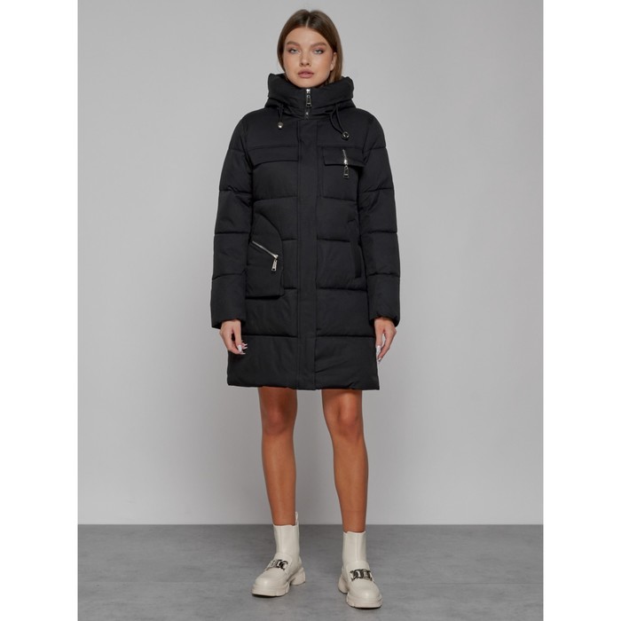 Пальто утепленное зимнее женское, размер 48, цвет чёрный цена и фото