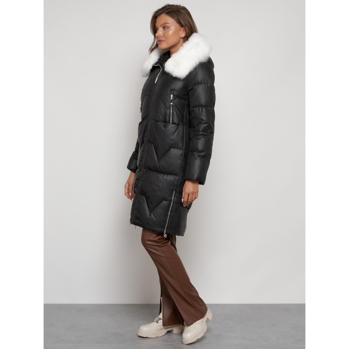 Пальто утепленное зимнее женское, размер 52, цвет чёрный