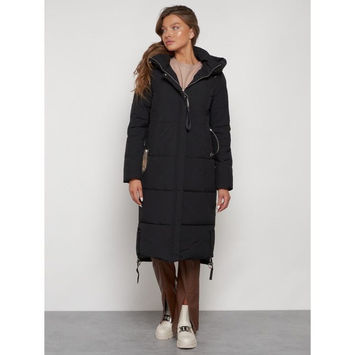 Пальто утепленное зимнее женское, размер 44, цвет чёрный