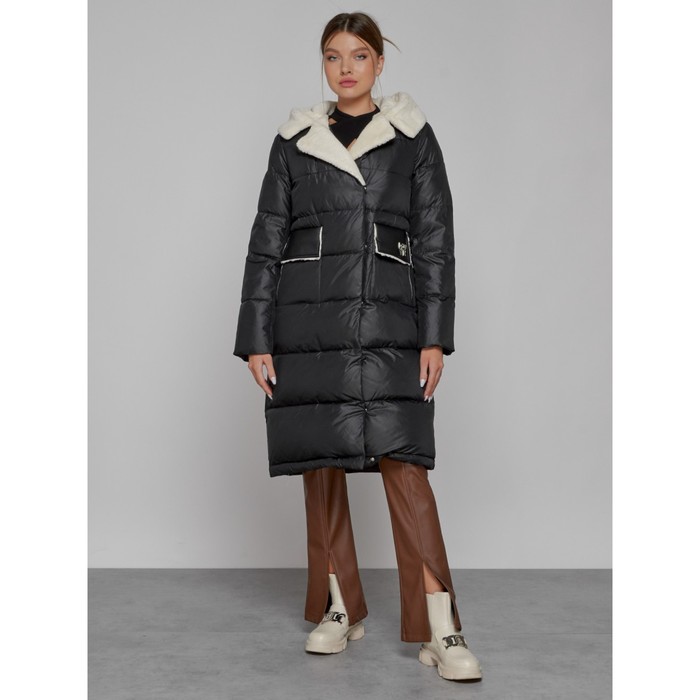 Пальто утепленное зимнее женское, размер 42, цвет чёрный цена и фото
