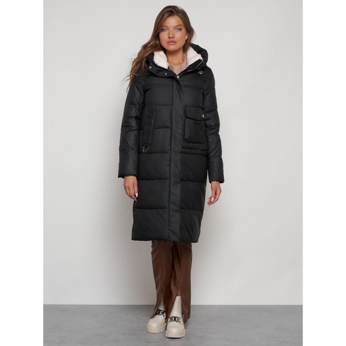 Пальто утепленное зимнее женское, размер 40, цвет чёрный пальто amisu зимнее 40 размер