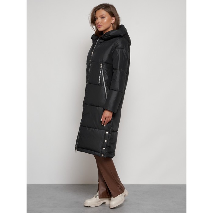 Пальто утепленное зимнее женское, размер 52, цвет чёрный