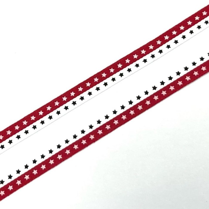 Тесьма «Звездочки», ширина 1 см, цвет красный, белый