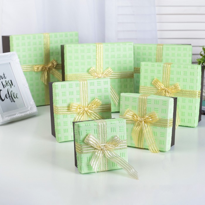 Набор коробок 7в1 "Фактура", салатовый, 22 х 22 х 12 - 10 х 10 х 6 см