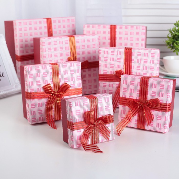 Набор коробок 7в1 "Фактура", розовый, 22 х 22 х 12 - 10 х 10 х 6 см