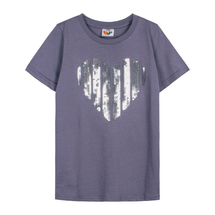 

Футболка для девочки, рост 146 см, цвет серо-фиолетовый