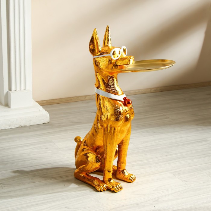 фото Стол декоративный подставка "доберман в очках" 26х46х74 см