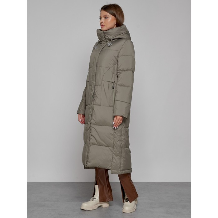 Пальто утепленное зимнее женское, размер 44, цвет хаки
