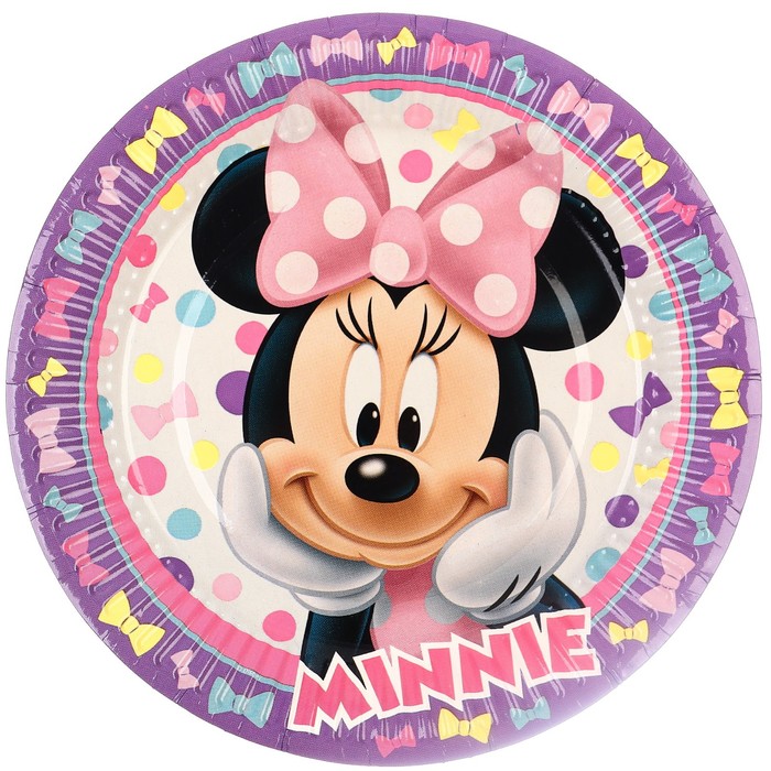 фото Тарелка бумажная, "с днём рождения!", минни маус 18 см disney