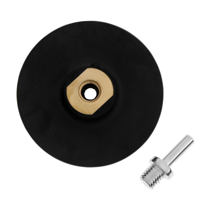 Насадка с липучкой для дрели и УШМ ТУНДРА, тонкий резиновый диск, М14, с адаптером, 100 мм