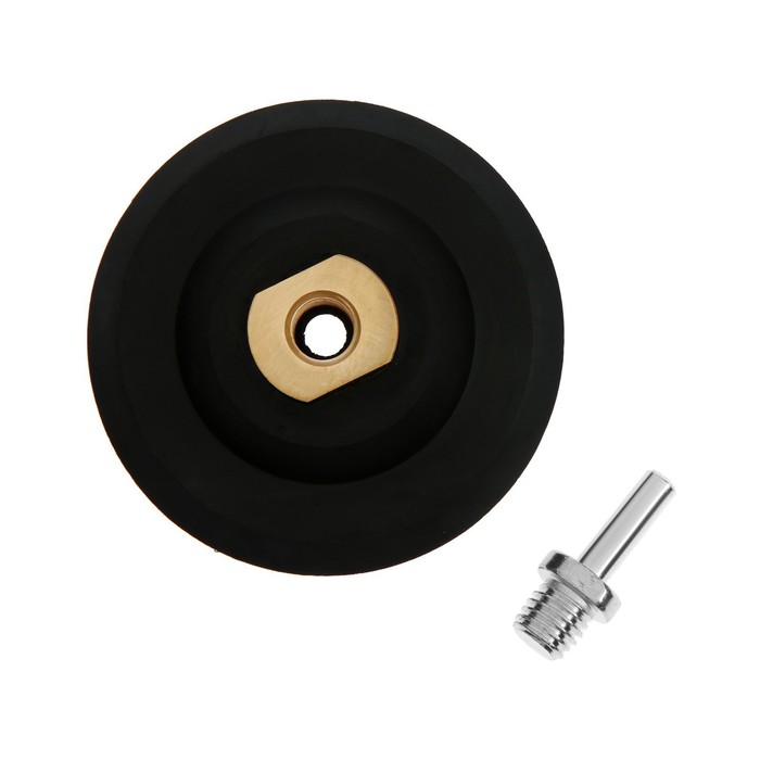Насадка с липучкой для дрели и УШМ ТУНДРА, толстый резиновый диск, М14, с адаптером, 100 мм