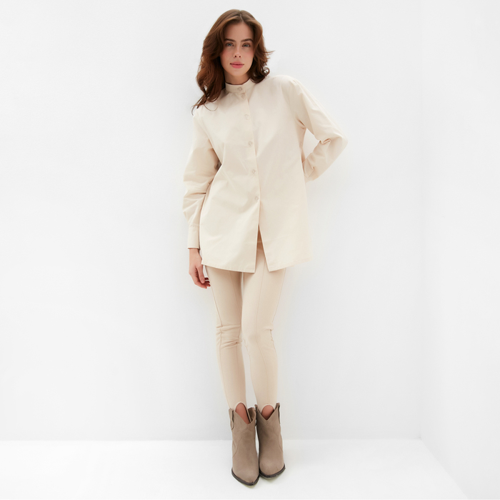 фото Рубашка женская minaku: casual collection цвет бежевый, р-р 48
