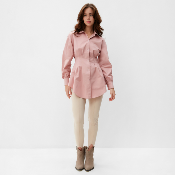 фото Рубашка женская удлиненная minaku: casual collection цвет розовый, р-р 44