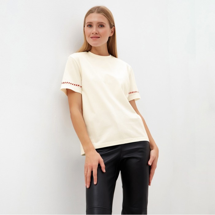 

Футболка женская с красным кантом Basic line цвет молочный, р-р 50