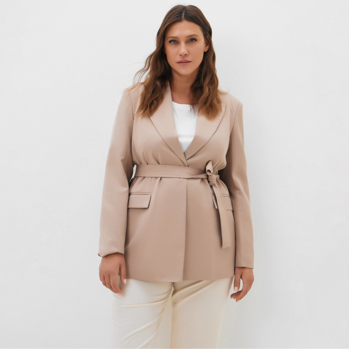 

Пиджак женский с поясом MIST plus-size, р.58, бежевый