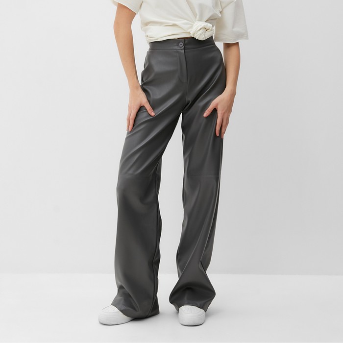Брюки женские (экокожа) MINAKU: Classic цвет серый, р-р 44 брюки женские minaku classic цвет серый р р 54