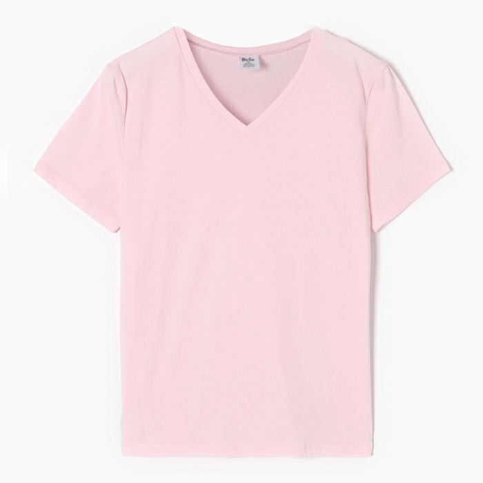 Футболка женская V-образный вырез, цвет розовый, размер 52 футболка женская v образный вырез цвет мята размер 54